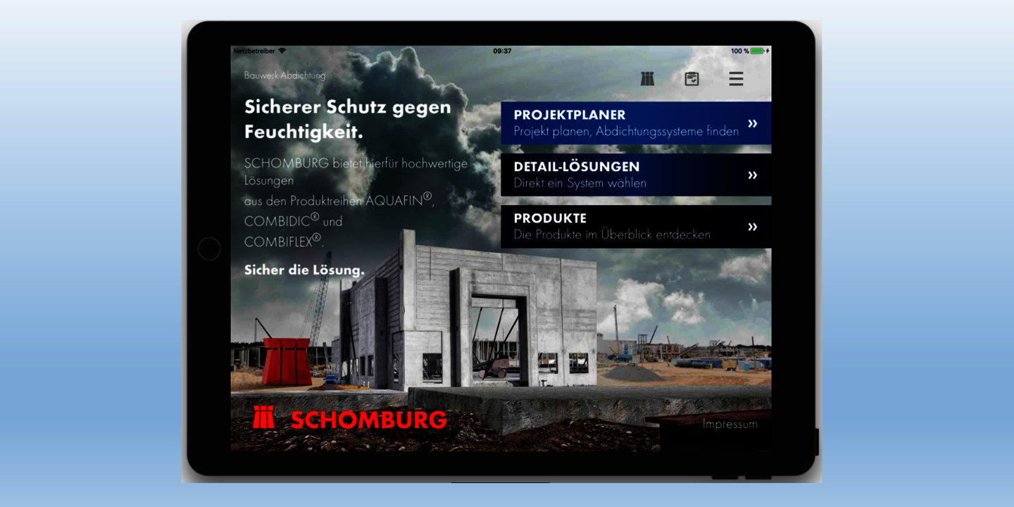 Neue SCHOMBURG-App sorgt für Transparenz bei der digitalen Projektplanung einer Bauwerksabdichtung 