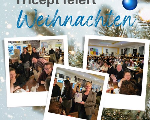 Tricept feiert eine wunderbare Weihnachtsfeier 🎄 mit tollen Kolleginnen und Kollegen, Tassenwichteln, leckerem Essen und gutem Wein.